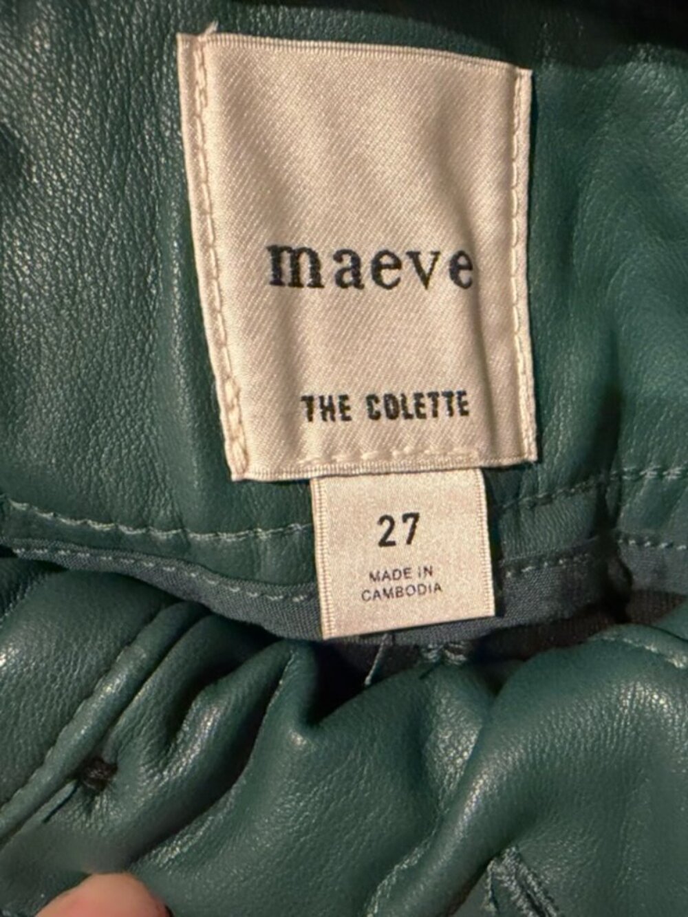 Maeve The Colette Green Vegan Leather Wide-Leg Pants - size 27 - Picture 3 of 3